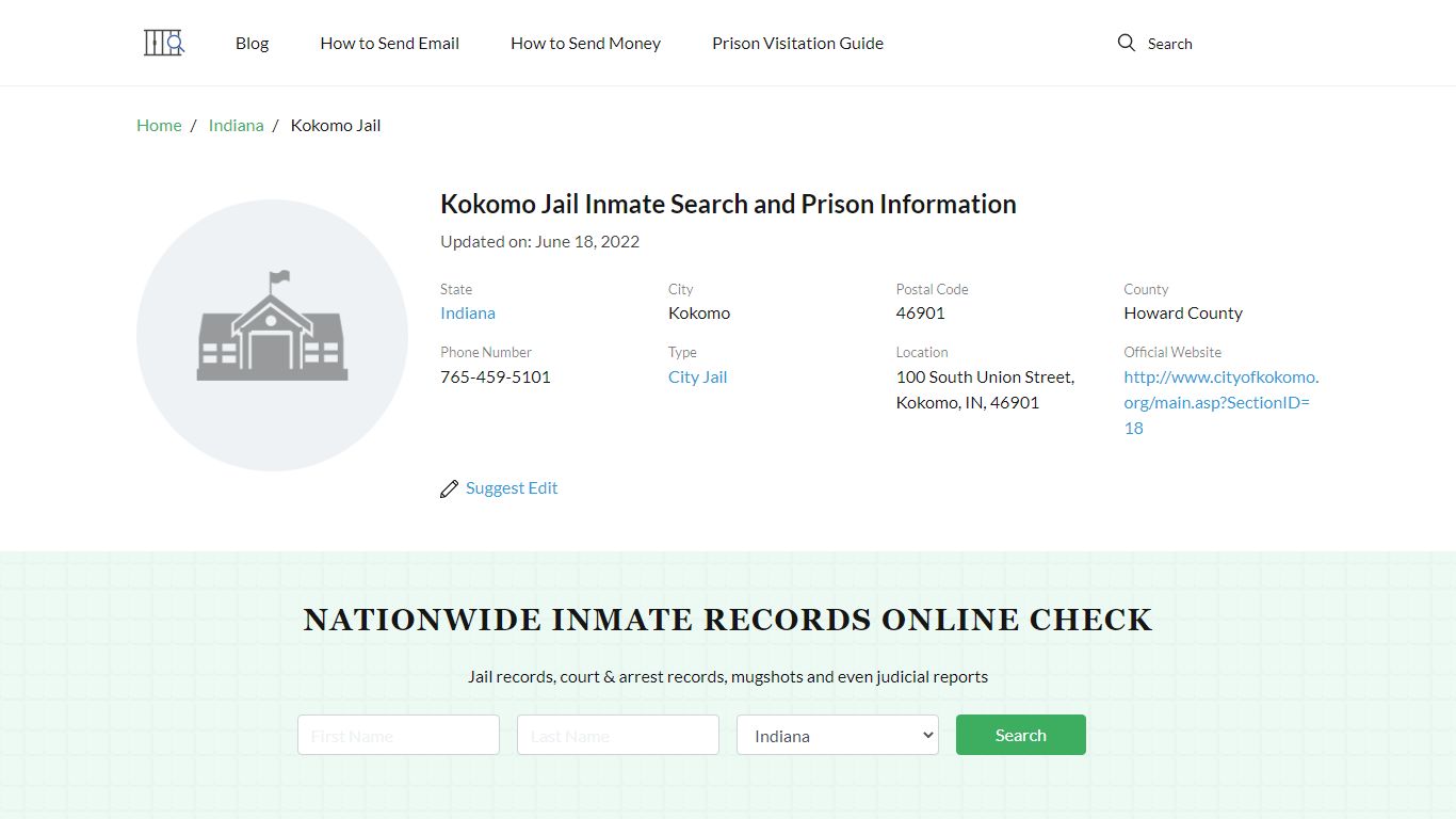 Kokomo Jail Inmate Search, Visitation, Phone no. & Mailing ...