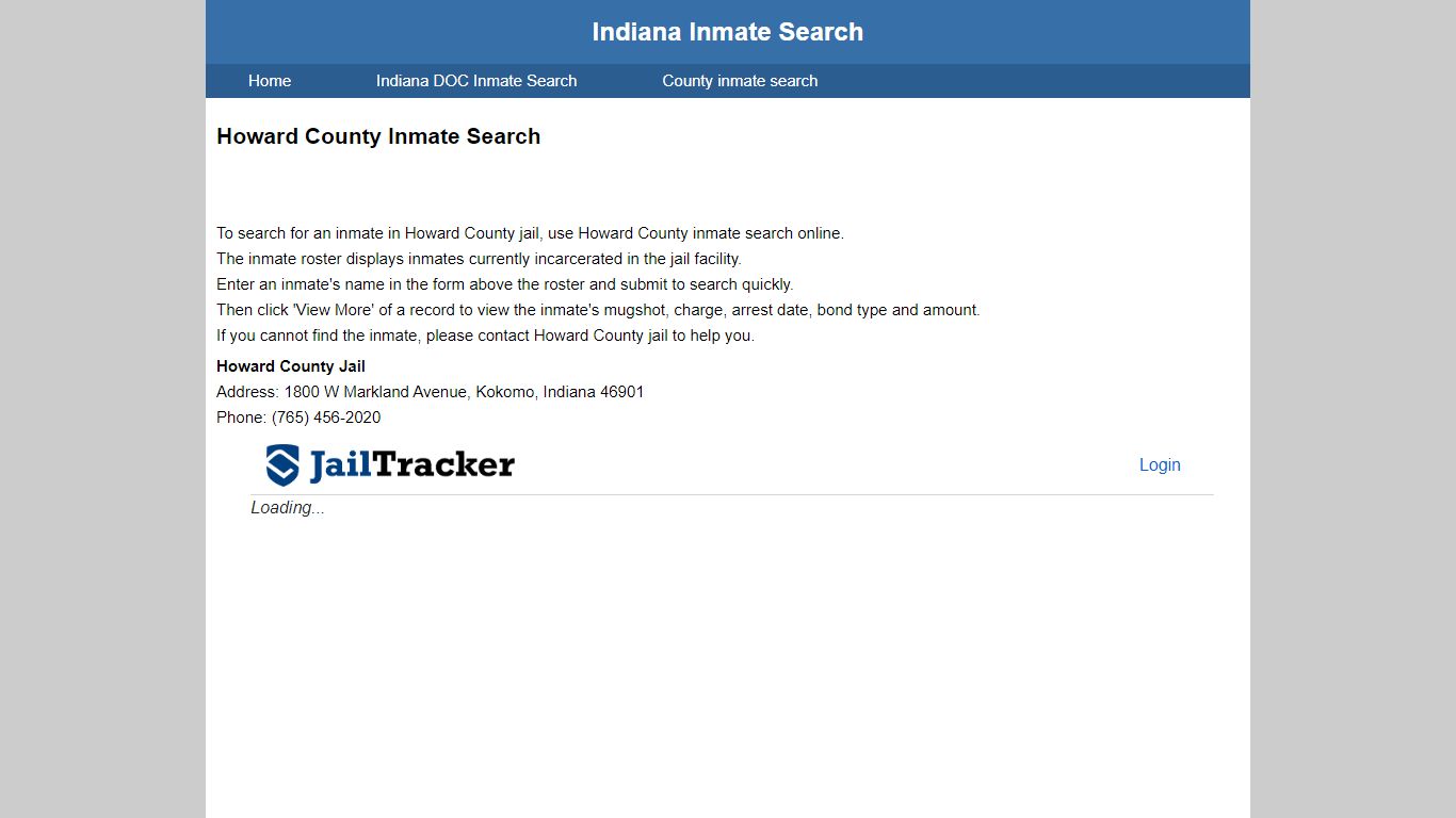 Howard County Jail Inmate Search - Indiana Inmate Search